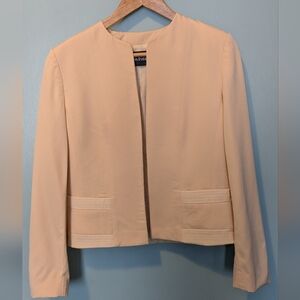 Louis Féraud Pure Wool Cropped Blazer Blush Pink Peach Open Front 6
